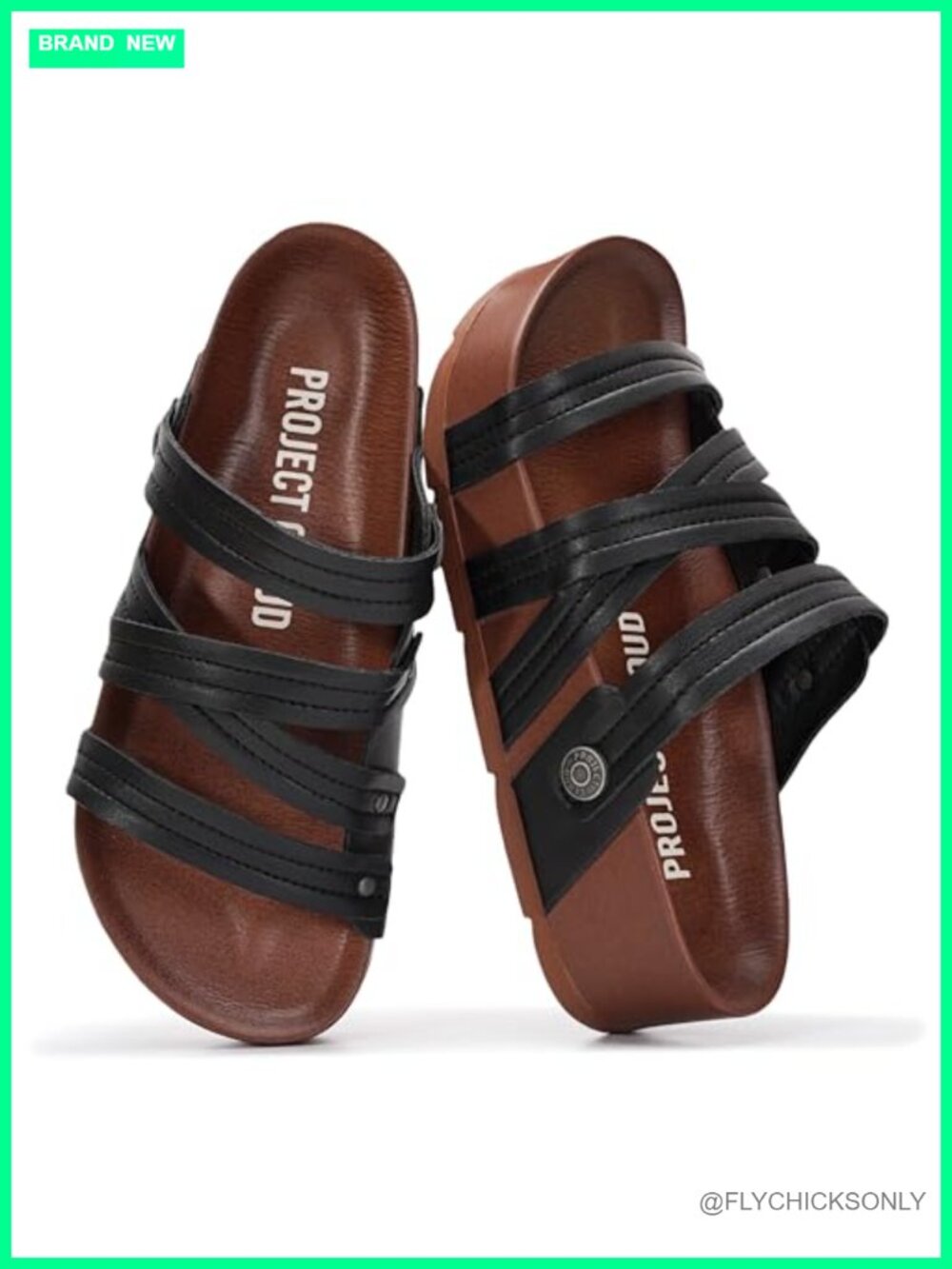 Genuine Leather Platform Sandals Open Toe Slip On Casual